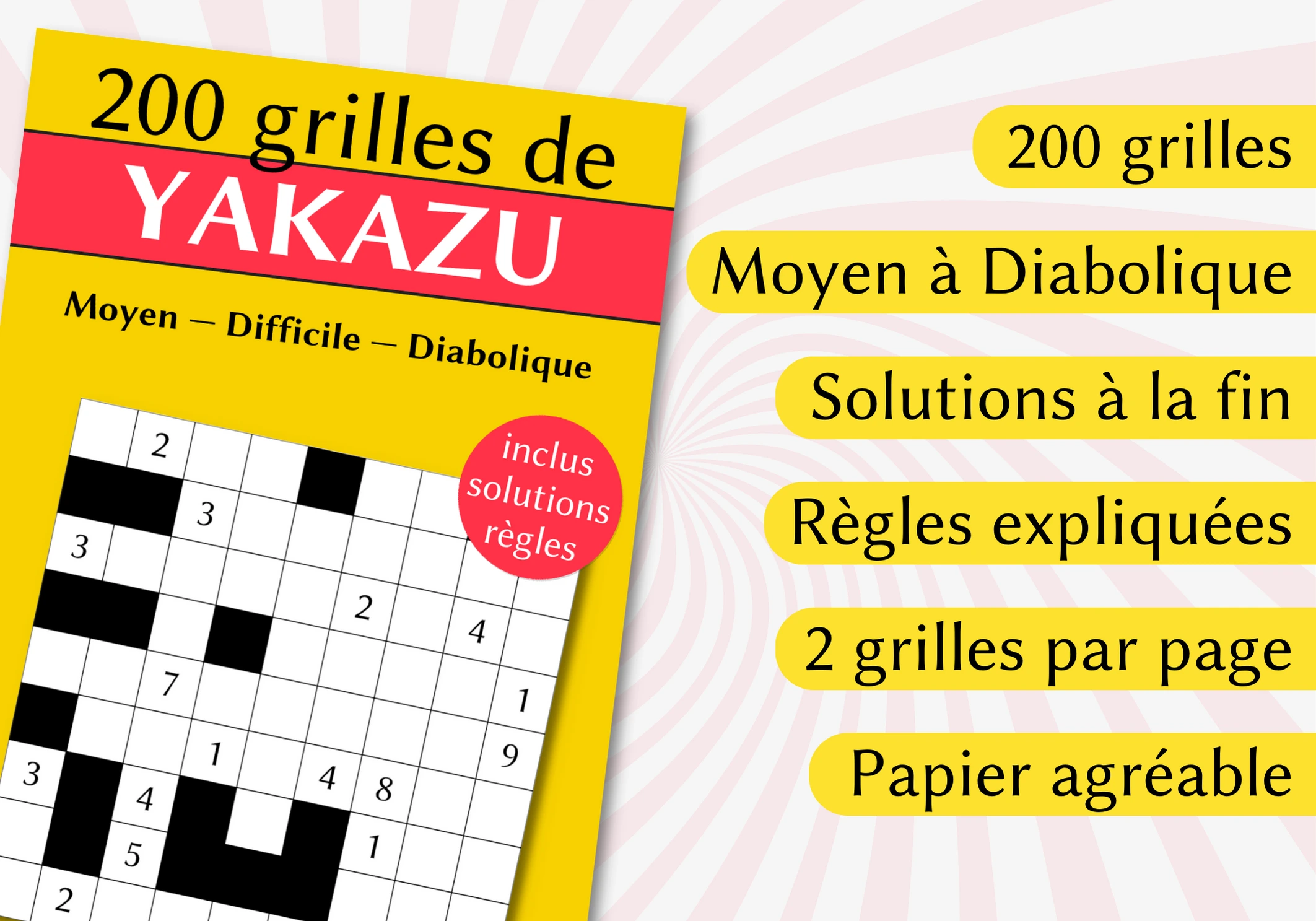 Livre 200 grilles de Yakazu moyen à diabolique